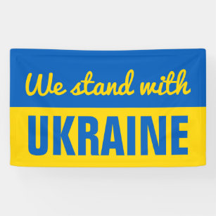 We staan voor de Oekraïense vlag Spandoek