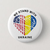 We staan voor Oekraïne VS - Amerikaans vlaggenschi Ronde Button 5,7 Cm (Voorkant)