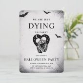 We sterven gewoon om te feesten | gotisch skelet feestdagenkaart (Staand voorkant)