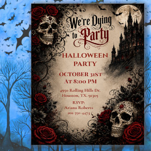 We Sterven Om Een Gothic Halloween Feest Te Vieren Kaart