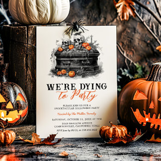 We Sterven om te Feesten Halloween Feest Kaart