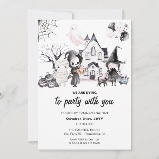 We sterven om te feesten | Uitnodiging voor Hallow (Voorkant)