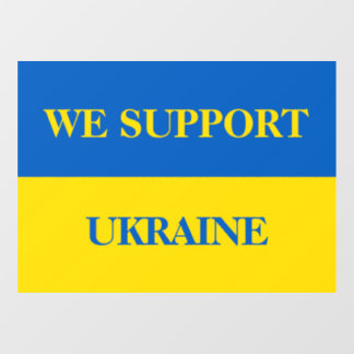 We steunen Oekraïne. Oekraïense vlag. Ruitsticker Raamsticker
