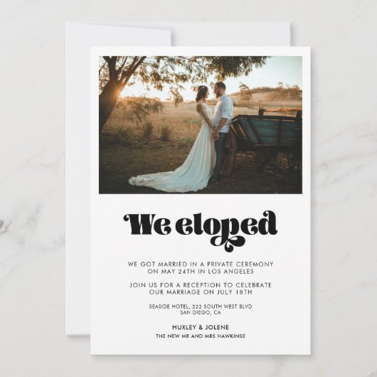 We stiekem getrouwd Vintage retro script aankondig Kaart (Voorkant)