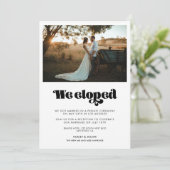 We stiekem getrouwd Vintage retro script aankondig Kaart (Staand voorkant)