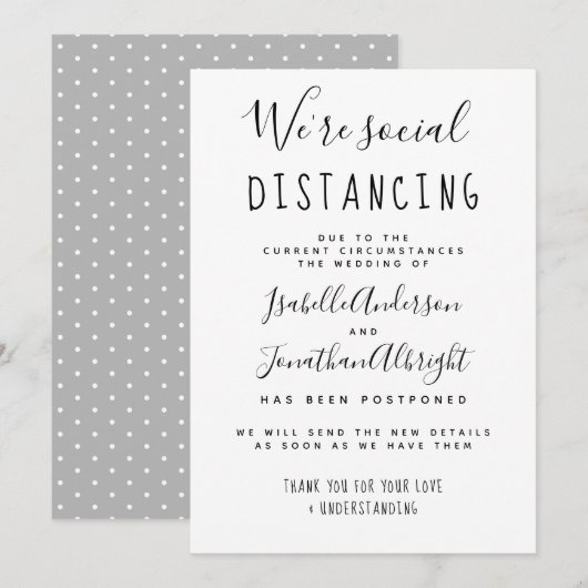 We Stijlen Sociale Afstand Uitgestelde Bruiloft Kaart (Voorkant / Achterkant)