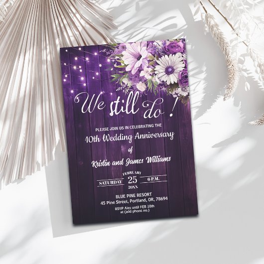 We Still Do 10th Wedding Anniversary String Lights Kaart