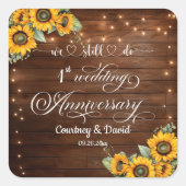 We Still Do 1e trouwdag kerstverlichting Vierkante Sticker (Voorkant)