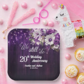 We Still Do 20th Wedding Anniversary String Lights Papieren Bordje (Feest)