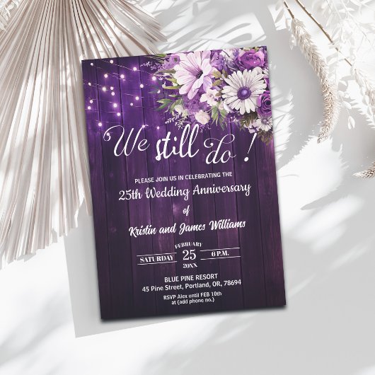 We Still Do 25th Wedding Anniversary String Lights Kaart