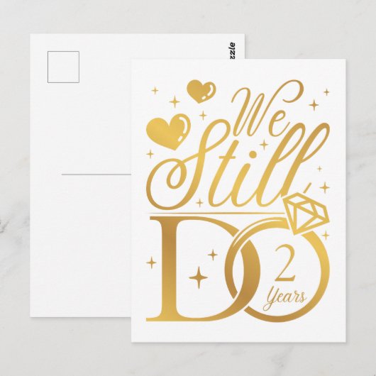 We Still Do 2 Jaar Huwelijksverjaardag Briefkaart (Voorkant / Achterkant)