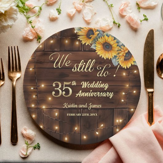 We Still Do 35th Wedding Anniversary String Lights Papieren Bordje