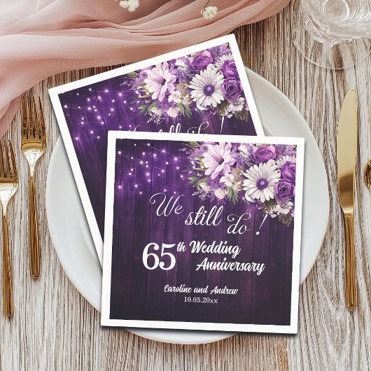 We Still Do 65e trouwjubileum slingerlichtjes Servet
