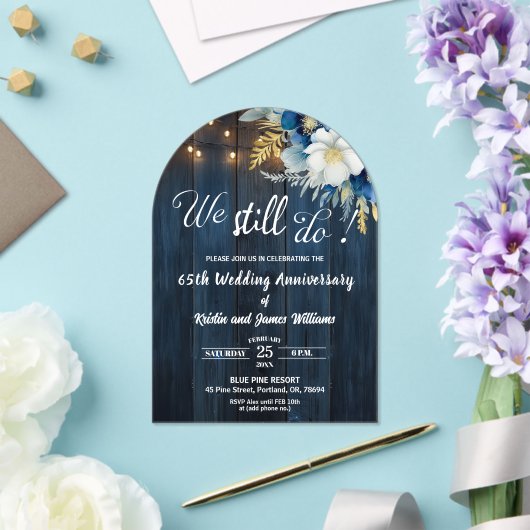 We Still Do 65th Wedding Anniversary String Lights Acryl Uitnodigingen (Insitu (Huwelijk))