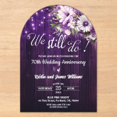 We Still Do 70e trouwjubileum slingerlichtjes Acryl Uitnodigingen (Voorkant)