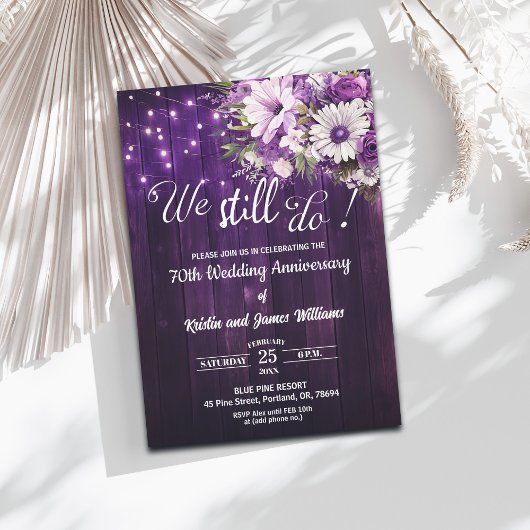 We Still Do 70th Wedding Anniversary String Lights Kaart