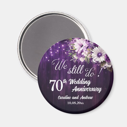 We Still Do 70th Wedding Anniversary String Lights Magneet (Voorkant / Achterkant)