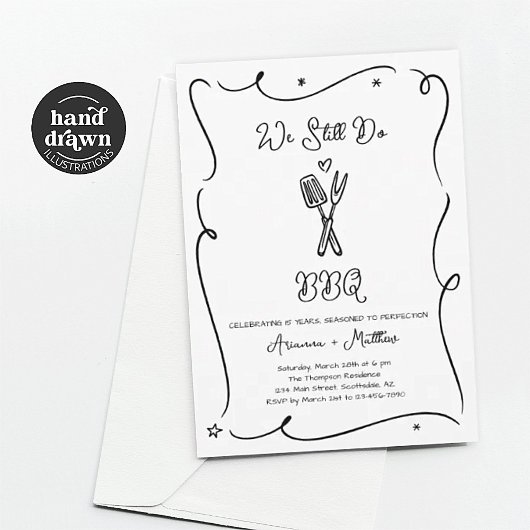 We Still Do BBQ Anniversary Party Invitation Kaart