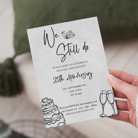 We Still Do | Black Minimalist 25ste Verjaardag Kaart