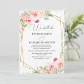 We Still Do Elegant Blush Floral Huwelijksbelofte  Kaart (Staand voorkant)