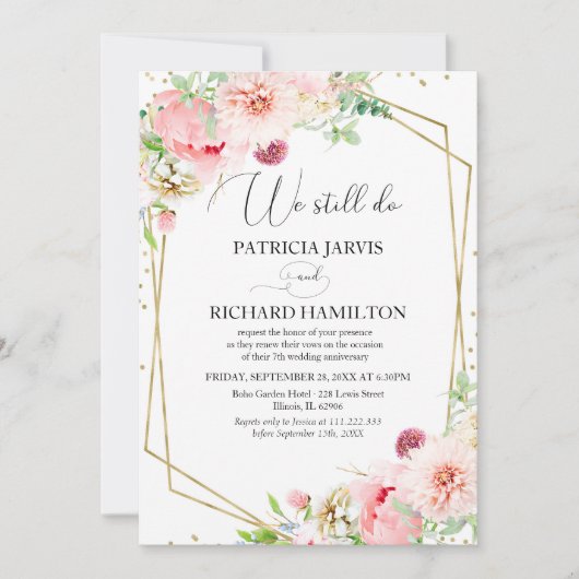 We Still Do Elegant Blush Floral Huwelijksgeloften Kaart (Voorkant)