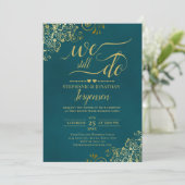 We Still Do Elegant Dark Teal & Gold Vow Renewal Kaart (Staand voorkant)
