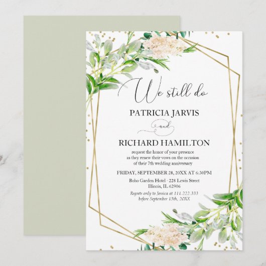 We Still Do Elegant Greenery Vow Renewal Kaart (Voorkant / Achterkant)
