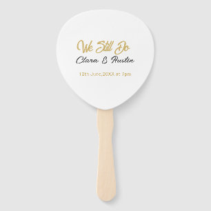 We still do koppel naam datum champagne gouden gel handwaaier