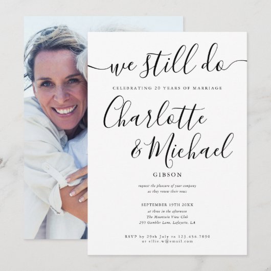 We Still Do Script Vow Vernieuwing Herinneringsfot Kaart (Voorkant / Achterkant)