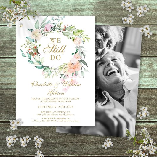 We Still Do Vow Renewal Bloemenguirlande Foto Kaart