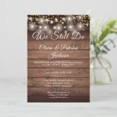 We Still Do Vow Renewal Rustic Wood String Lichtje Kaart (Staand voorkant)