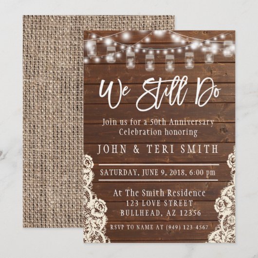 We Still Do Wood Rustic Huwelijk Jubileum Kaart (Voorkant / Achterkant)