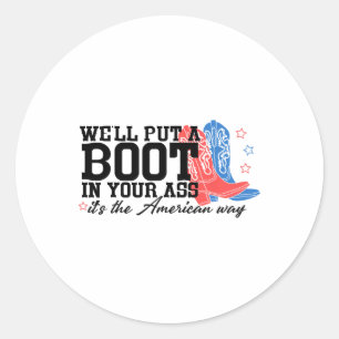 We stoppen een laars in je Westerne Cowgirl 4th of Ronde Sticker