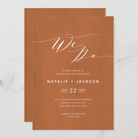 We sturen scripttekst elegant bruiloft uit aankondiging (Voorkant / Achterkant)