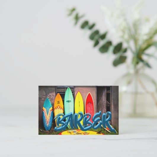 We Surven op zondag en op maandag op een blauwe pl Visitekaartje (Staand voorkant)