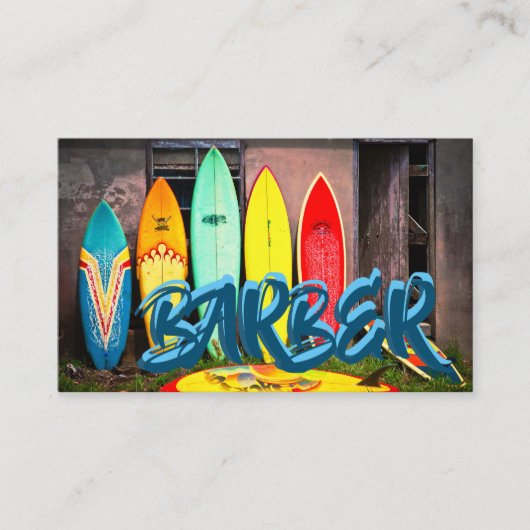 We Surven op zondag en op maandag op een blauwe pl Visitekaartje (Voorkant)