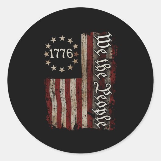 We the People 1776 Amerikaanse vlag 4th of July Ronde Sticker (Voorkant)