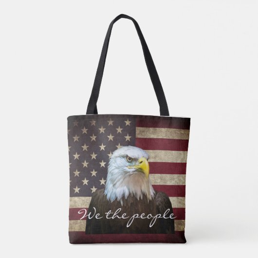 We The People American Flag Bald Eagle Tote Bag (Achterkant)