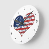 We The People American Flag Heart Round Clock Ronde Klok (Hoek)