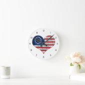 We The People American Flag Heart Round Clock Ronde Klok (Huis)