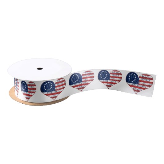 We The People American Flag Heart Satijnen Lint (Spoel)