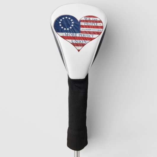 We The People Amerikaanse Vlag Hart Golfheadcover (Voorkant)