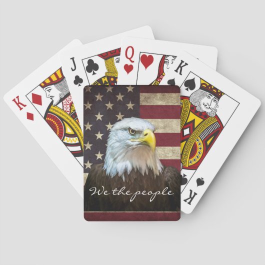 We The People Bald Eagle with Flag  Pokerkaarten (Achterkant)