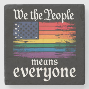 We The People Betekent Iedereen USA Vlag LGBTQ Stenen Onderzetter