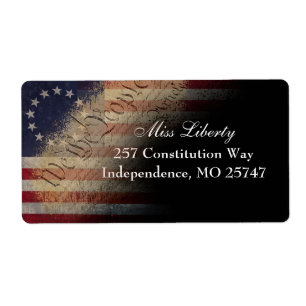 We The People Betsy Ross American Flag address Etiket