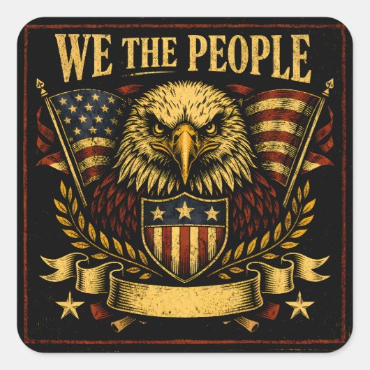 We The People – Constitutionele Amerikaanse Trots Vierkante Sticker (Voorkant)