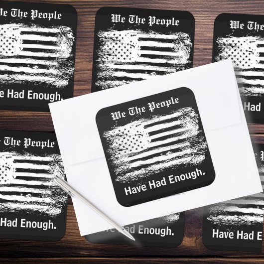 We The People Distressed Flag Vierkante Sticker