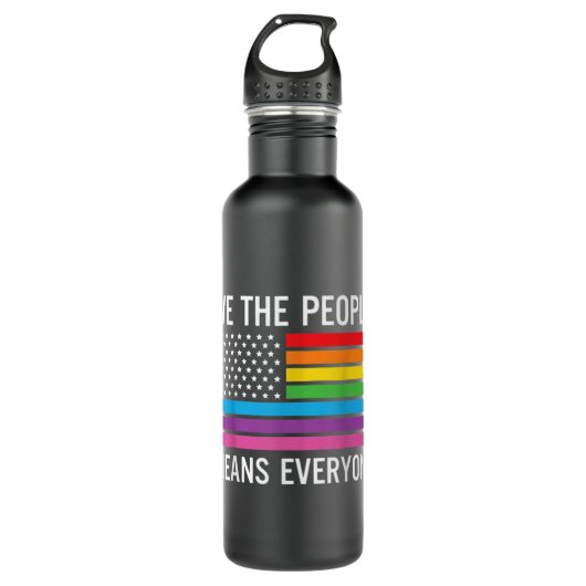 We The People Means Everyone Rainbow Gay Pride Waterfles (Voorkant)
