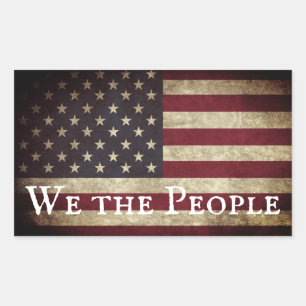 We the People Vintage Amerikaanse Vlag  Rechthoekige Sticker
