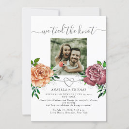 We Tied the Knot Bloemen Foto Uitnodiging